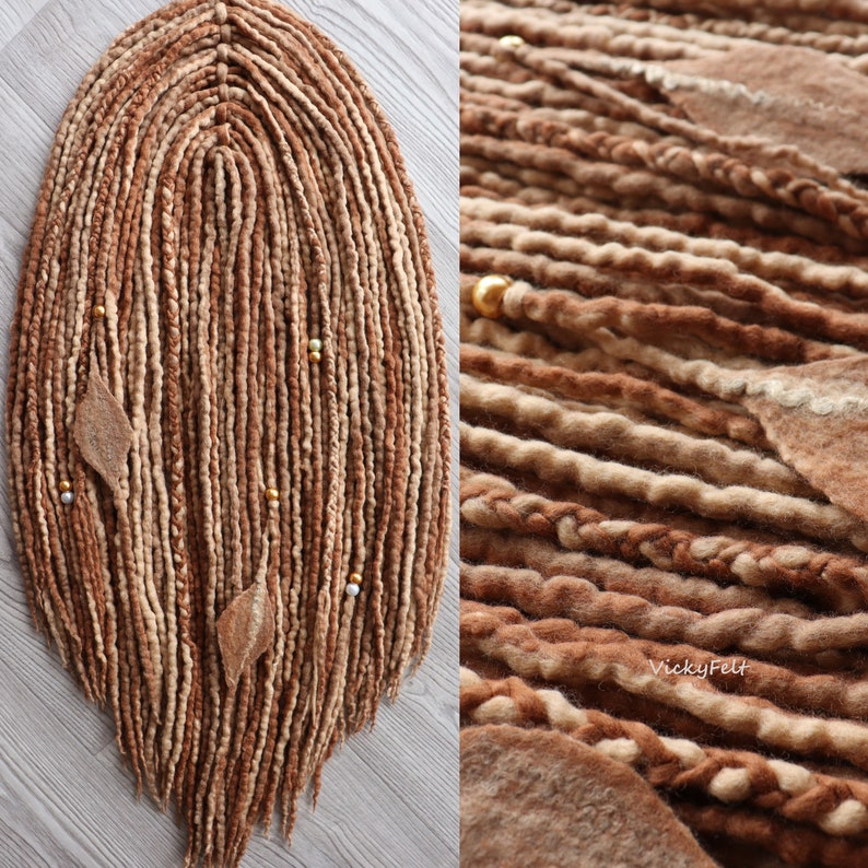 23-26 Wolle Dreads Erweiterungen Dreadlocks 10 bis 50 DE Doppelendige Dreads Einzigartige set sofort versandfertig. Schattierungen von beige und braun Bild 10