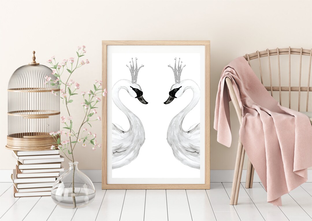 Regal Swan Print Personalized Custom Name Wall Art Girls Room Nursery ...