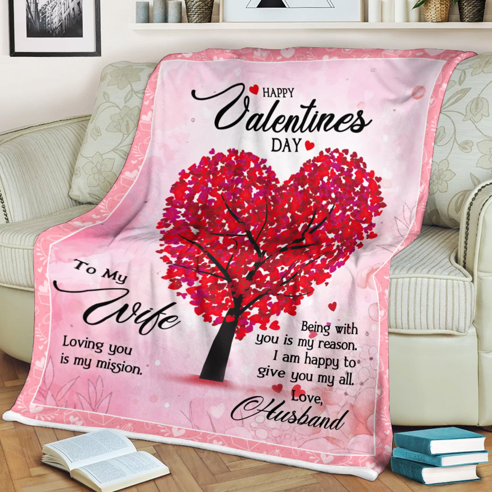 Happy Valentines Day To My Wife Blanket Gift For Couples Etsy