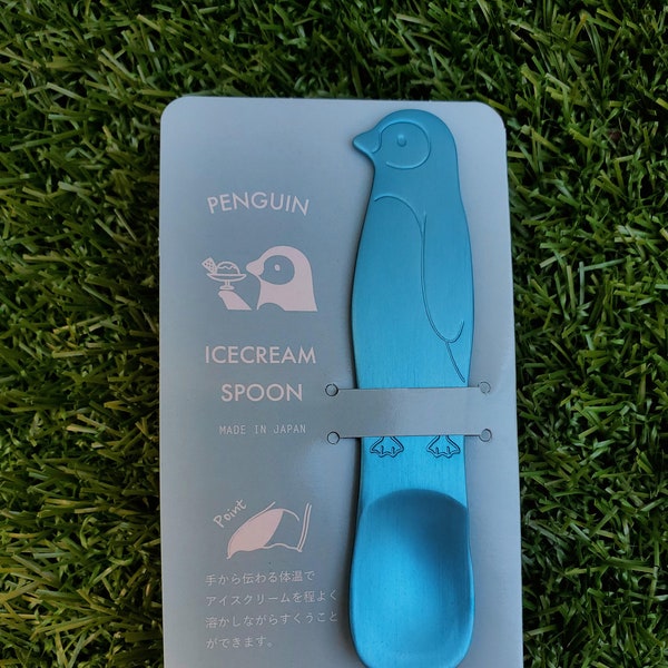 Japanese Ice Cream Spoon - Blue Penguin - Fish Extender - Aluminum