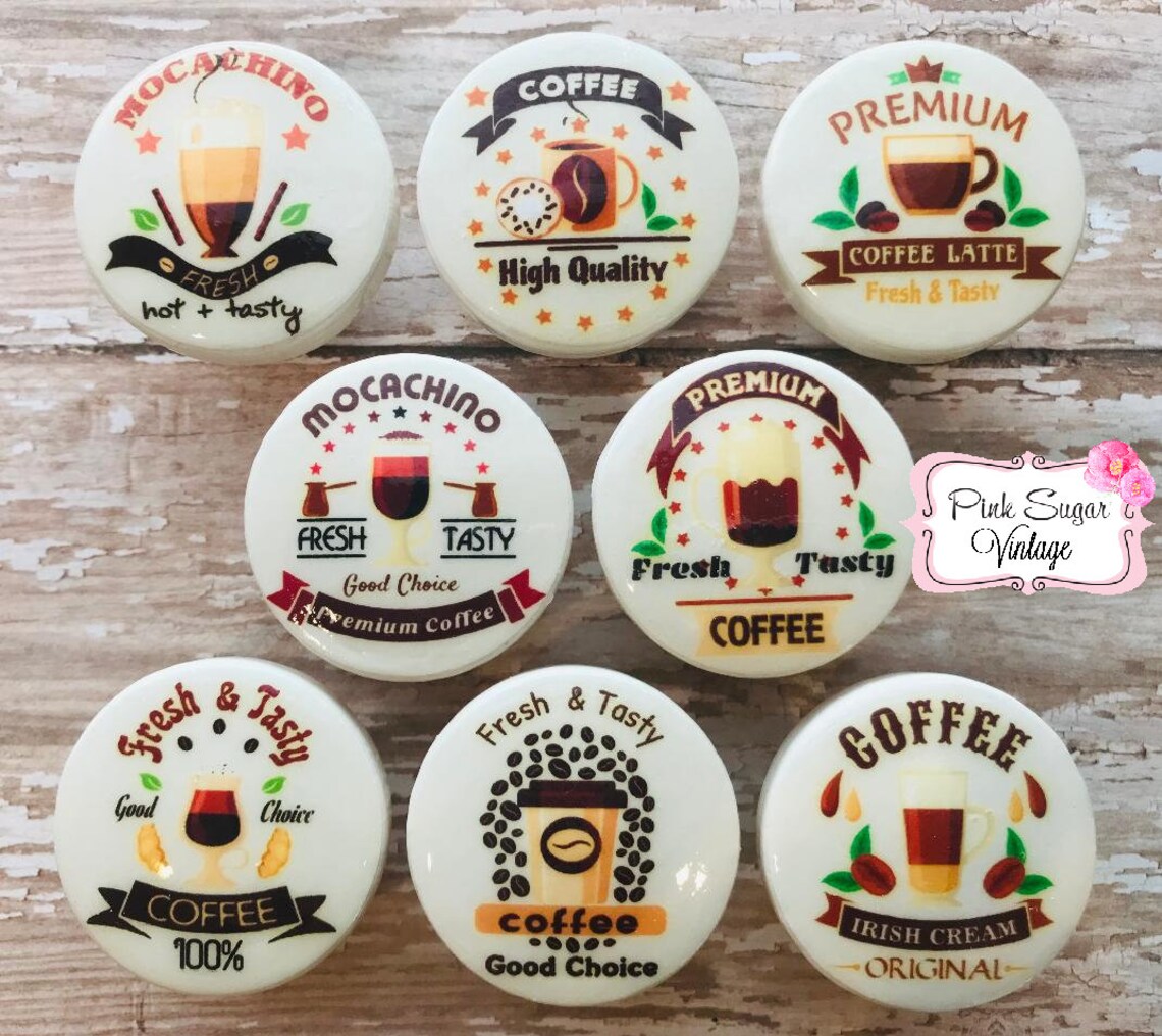 COFFEE BAR KNOBS Kitchen Vintage Drawer Pulls Shabby Etsy