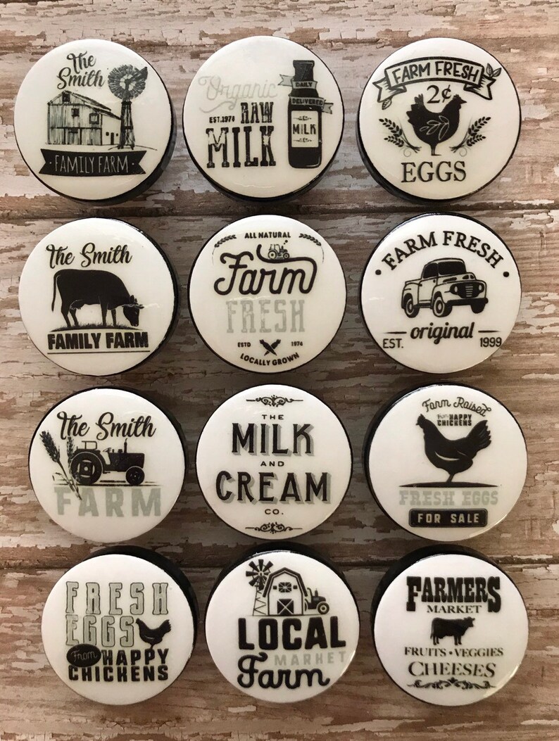 FARMHOUSE Kitchen Knobs Vintage PERSONALIZED NAME Etsy