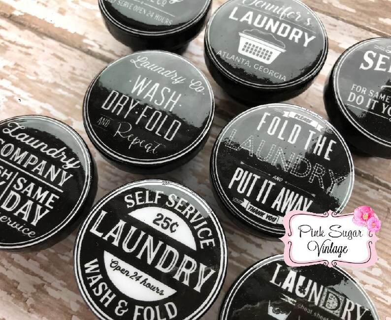 LAUNDRY ROOM KNOBS Drawer Pulls 13 Vintage Look Decor Black Etsy
