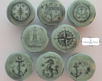 Boutons d'armoires de cuisine NOUVEAUX boutons NAUTIQUES Poignées de tiroir Commode rénovée style cottage shabby chic vintage