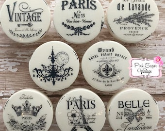 Kitchen Cabinet Knobs Drawer Pulls Paris France Shabby Chic Cottage French Provincial Farmhouse Dresser Chandelier Crown Vintage #2