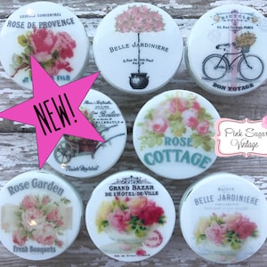 Kitchen Cabinet Knobs SHABBY CHIC Drawer Knobs Handmade Pulls Paris France Rose Cottage French Provincial Farmhouse White Distressed