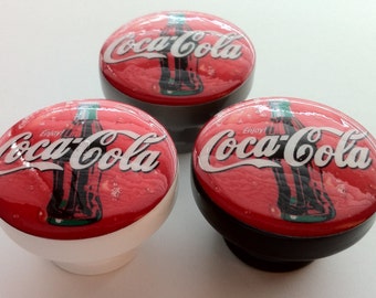 Boutons de cuisine faits main COKE COCA COLA au look vintage rétro Personnalisez la couleur ! Au moins 4
