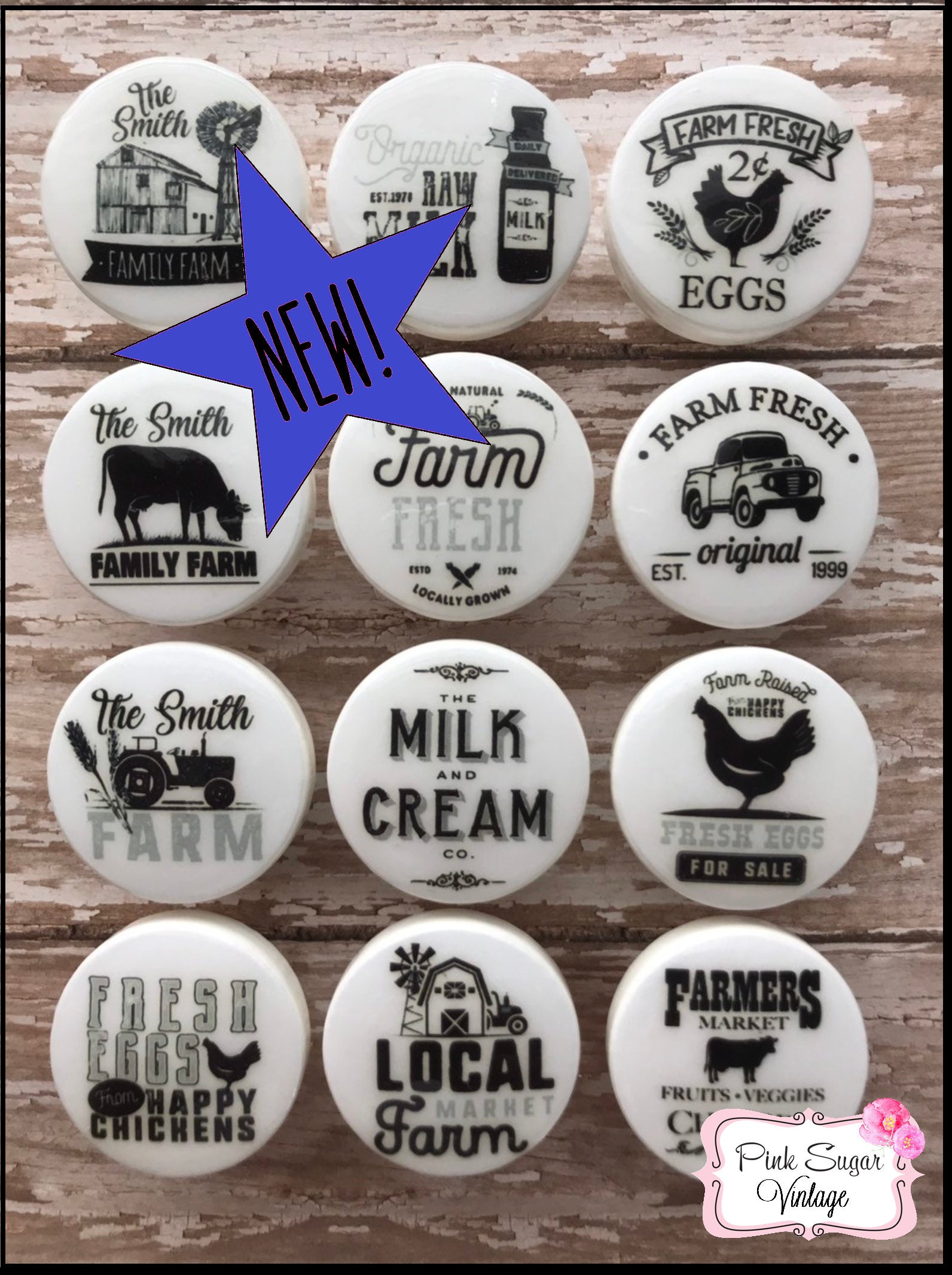 FARMHOUSE Kitchen Knobs Vintage PERSONALIZED NAME Etsy