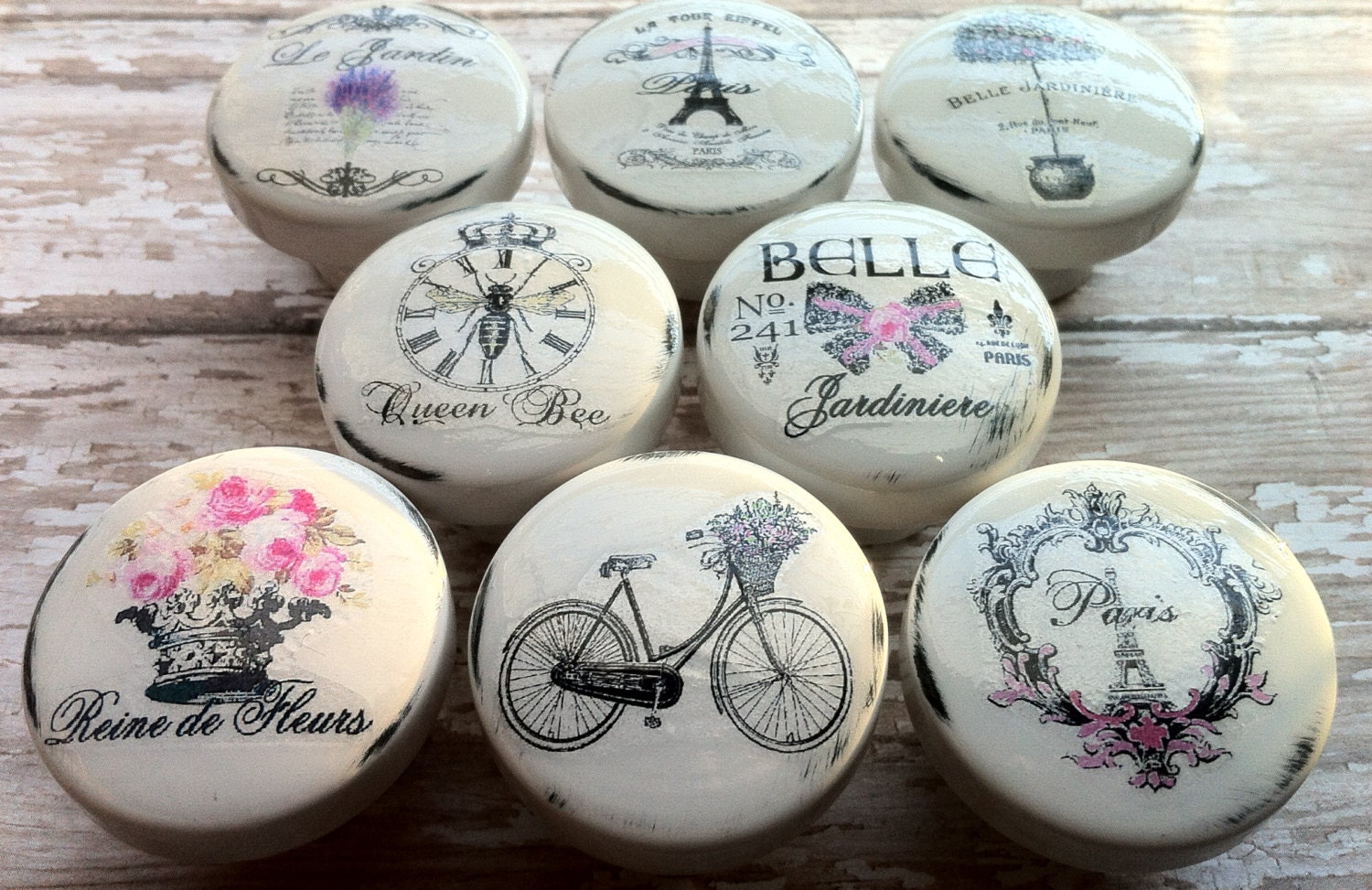 Vintage Drawer Knobs Handmade Pulls SPRINGTIME IN PARIS France Etsy