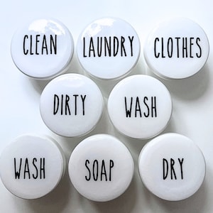 Word Laundry Knobs Drawer Pulls / Long Letters / Black and White / Simple / Laundry