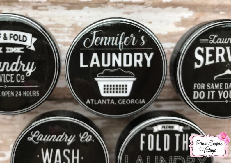LAUNDRY ROOM KNOBS Drawer Pulls 13 Vintage Look Decor Black Etsy