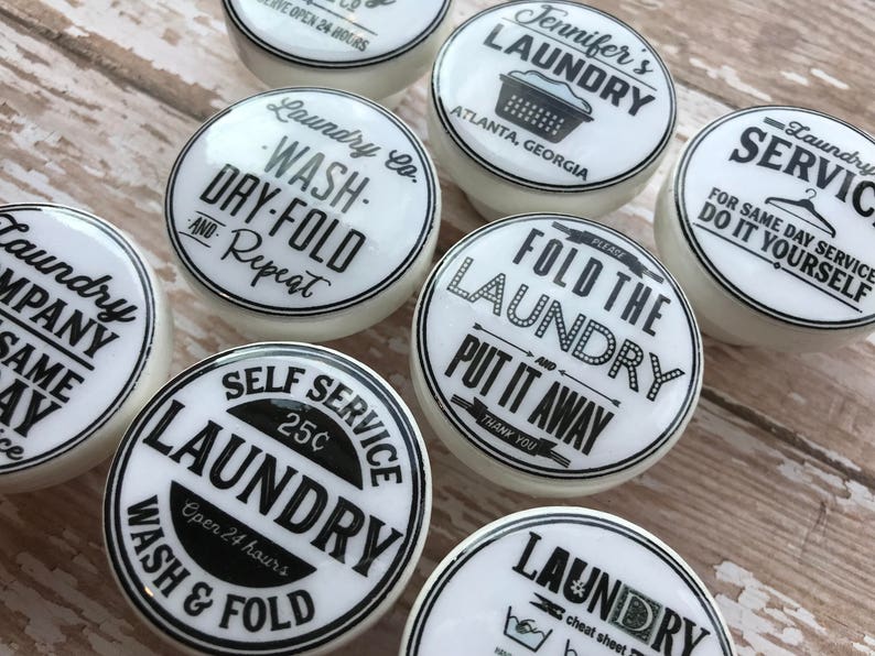 LAUNDRY ROOM KNOBS Drawer Pulls 12 Vintage Look Decor Black Etsy
