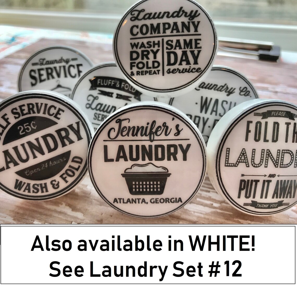 LAUNDRY ROOM KNOBS Drawer Pulls 13 Vintage Look Decor Black Etsy