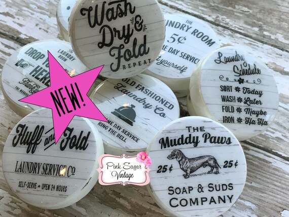 Laundry Room Knobs Decor Drawer Pulls 10 Vintage Shiplap Look Etsy