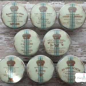 Vintage Handmade Kitchen Knobs Grainsack Stripe Drawer Pulls Paris France Shabby Chic Cottage French Provincial Farmhouse The Cafe Set