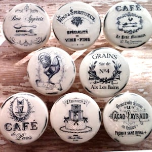 Vintage Handmade Kitchen Knobs Drawer Pulls Paris France Shabby Chic Chicken Rooster Cottage French Provincial Farmhouse The Cafe Set