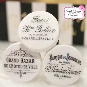 BLACK WHITE Knobs Kitchen Cabinet French Vintage Dresser Drawer Handmade Pulls France Shabby Chic Cottage Provincial Farmhouse Distressed