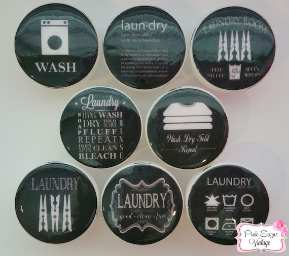Laundry Room Knobs Drawer Pulls 6 Vintage Look Black Etsy