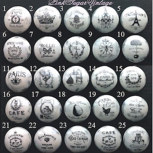Kitchen Cabinet Knobs Drawer Pulls Farmhouse French Provencial Shabby Chic Cottage Food MINIMUM 4  Mix and Match ANY KNOB in Shop