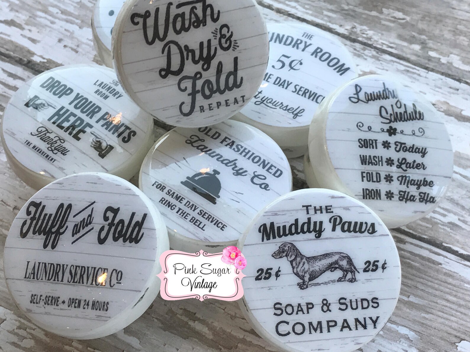 LAUNDRY ROOM KNOBS Decor Drawer Pulls 10 Vintage Shiplap Look Etsy