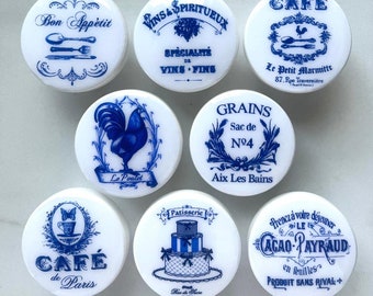 NIEUW! MARINEBLAUW Vintage lade knoppen trekt Parijs Frankrijk Shabby Chic Cottage Franse provinciale witte afgewerkte keuken de Cafe Set