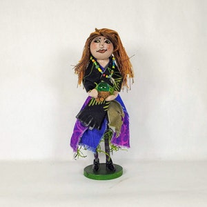 Good Witch Lorella, 6&quot; tall Fantasy Art Doll, predicts the future with her crystal ball, guides fairies & nymphs thru the forest journey