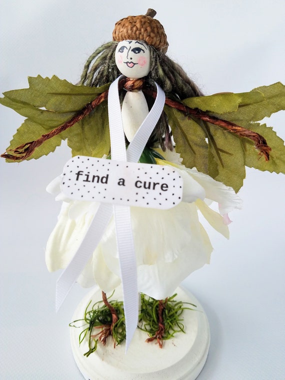 Find A Cure Fairy White Awareness Ribbon Handmade Flower Etsy