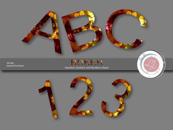 Digital Bokeh Alphabet, Clipart, Scrapbook Supplies, Craft Supply, Numbers, Symbols, Letters, Digital Download, Clip Art Il_570xn