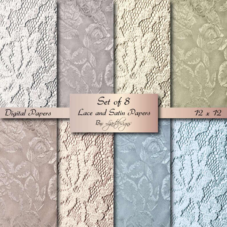 Digital Lace and Satin Papers Scrapbooking Crafts Supply Etsy