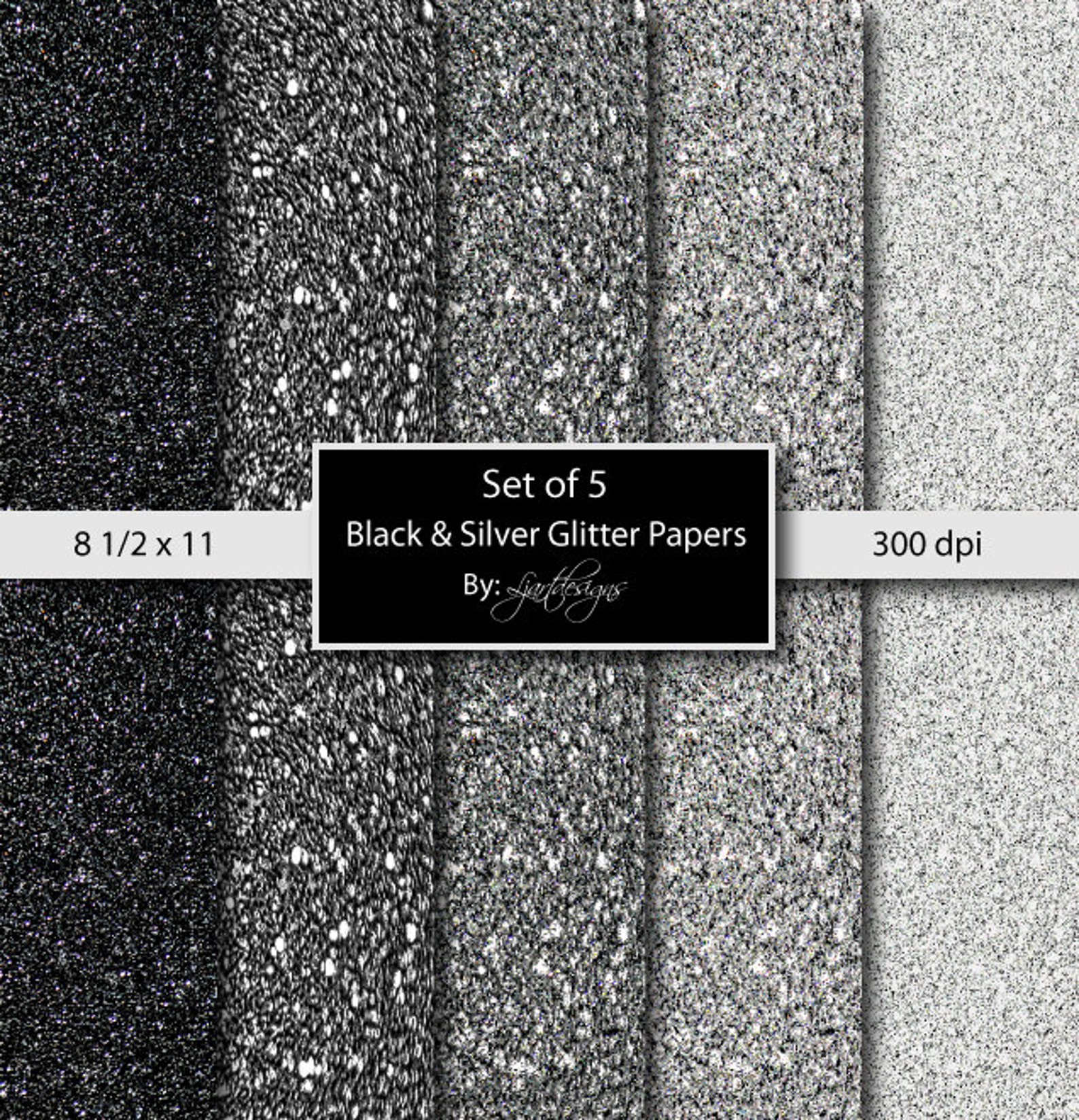 Digital Black & Silver Glitter Papers Scrapbooking Crafts - Etsy