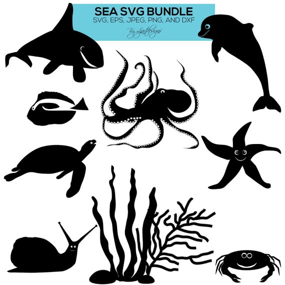 Download Sea Svg Bundle Eps Png Jpeg Dxf Whale Dolphin Turtle Starfish Octopus Fish Crab Snail Cameo Cricut Silhouette Crafts By Ljartdesigns Catch My Party PSD Mockup Templates