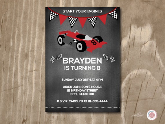 Tableau Course Voiture Invitation Anniversaire Invitation Etsy