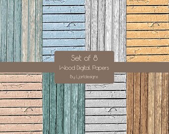 Wood Textured Papers, Shabby Chic, Scrapbooking, Paper, Craft, Supplies, Instant Download, Digital, Patterned, Crafts