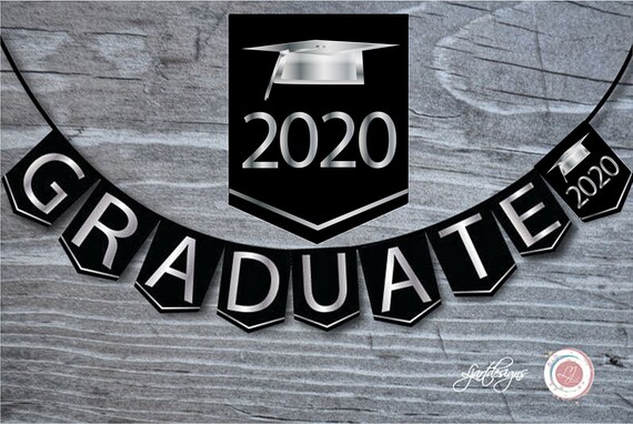 Black And Silver Graduation Bunting Flags Digital Graduate Etsy