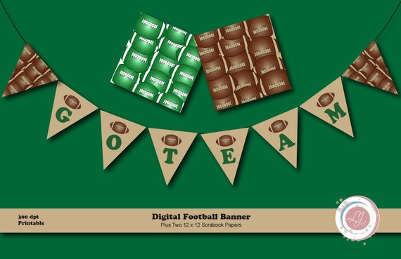 Digital Football Banner And Scrapbook Papers Clipart Crafts