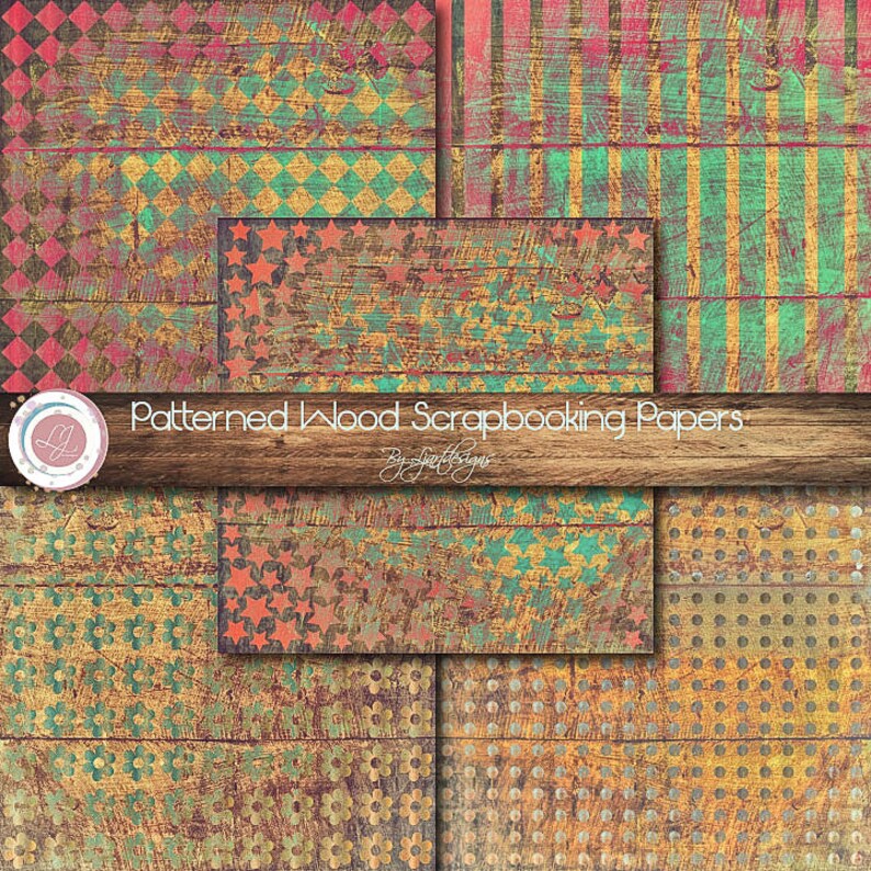 Patterned Wood Scrapbooking Papers Wood Textured Rustic Etsy