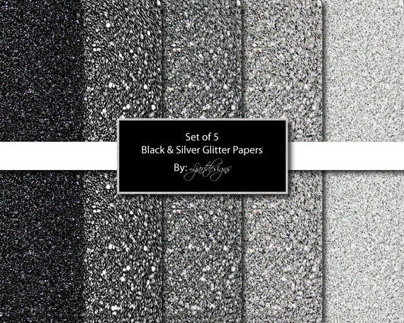 Black & Silver Glitter Papers, Scrapbooking, Papers, Crafts, Supplies, New Years Papers, Textured, Party Papers, Digital Scrapbook Il_570xn