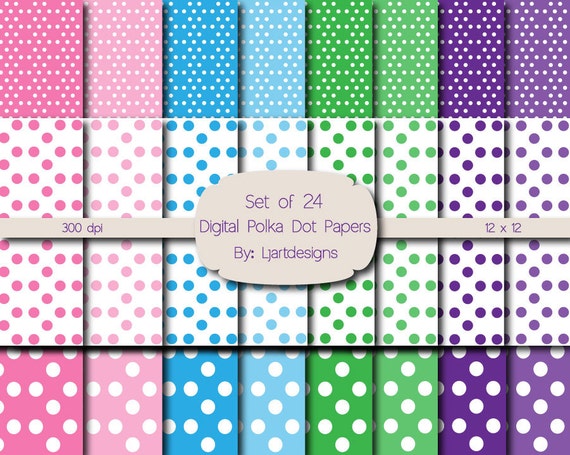 Digital Polka Dot Papers, Colorful, Patterned Papers, Scrapbooking Papers, Crafts, Commercial Use, Purple, Pink, Blue, Green Sale 60% Off, Il_570xn
