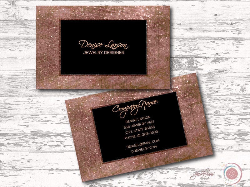 Rose Gold Glitter Business Card Sparkle Calling Card Etsy