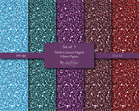 Glitter Papers, Digital Papers, Bright Colors, Scrapbooking, Papers, Crafts, Supplies, Blue, Purple, Red, Aqua, Mauve, Colorful, Textured Il_570xn