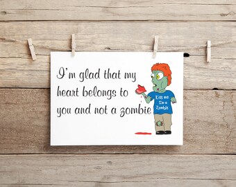Instant Printable Digital Download Romantic Zombie Card