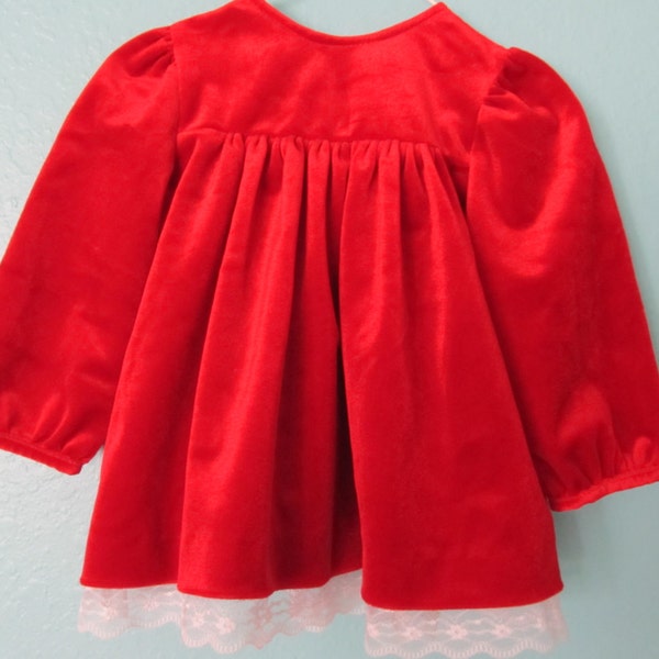 Red Cotton Velvet Christmas Dress