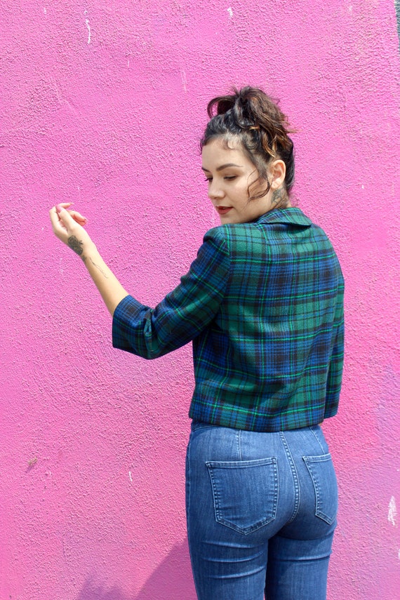 Vintage 60s Pendleton Wool Coat: Cropped Plaid Ja… - image 3