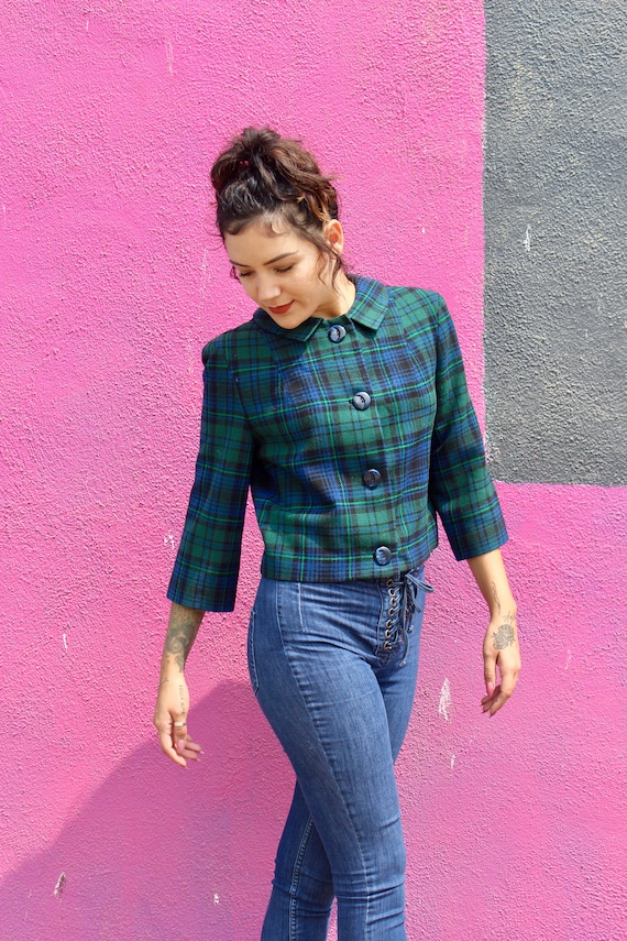 Vintage 60s Pendleton Wool Coat: Cropped Plaid Ja… - image 2