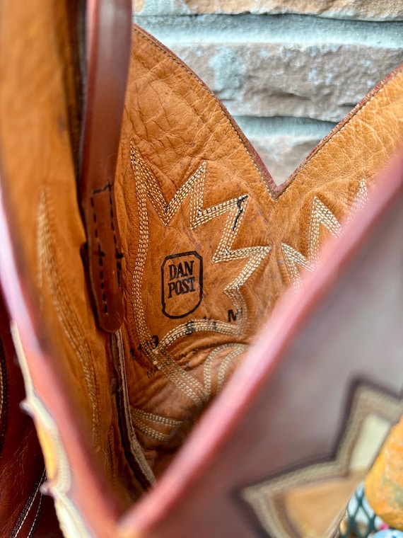 1970s Inlay Tulip Design Rust Dan Post Cowboy Boo… - image 20