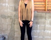Vintage Suede Beige Fringe Vest