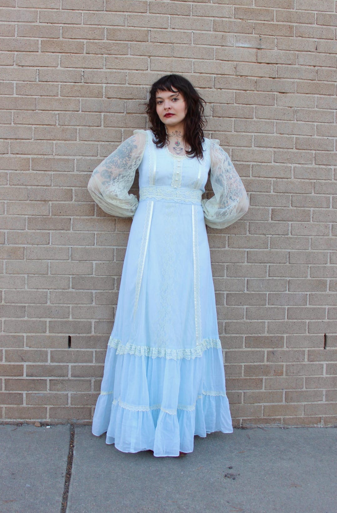 70s Baby Blue 70s Gunne Sax Dress/ Jessica Mcclintock Maxi Prarie Dress ...