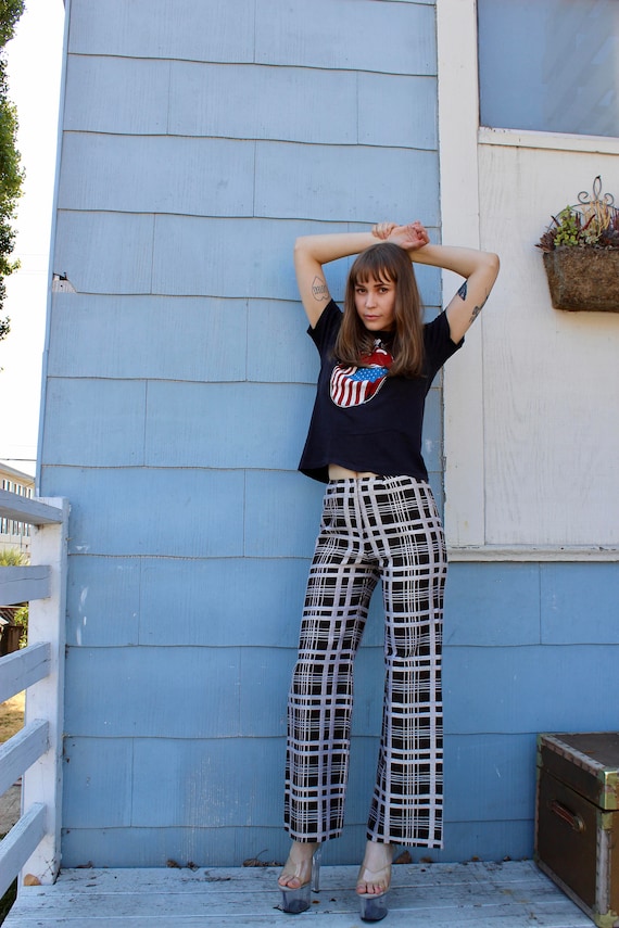 70s Bell Bottoms/ Vintage Bell Bottoms Checkered B