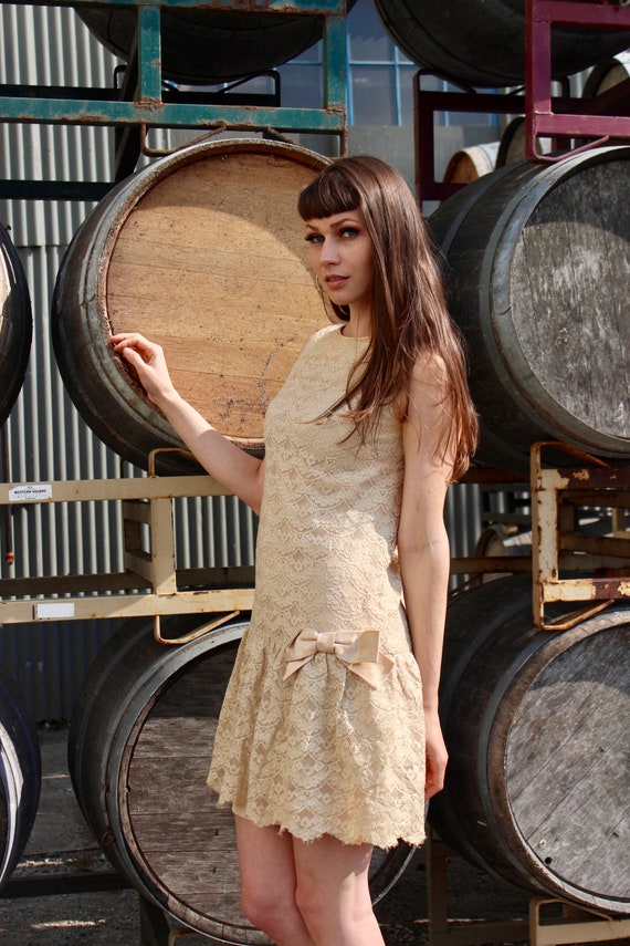 20s Flapper Dress/ Vintage Mini Dress/ Vintage Lac