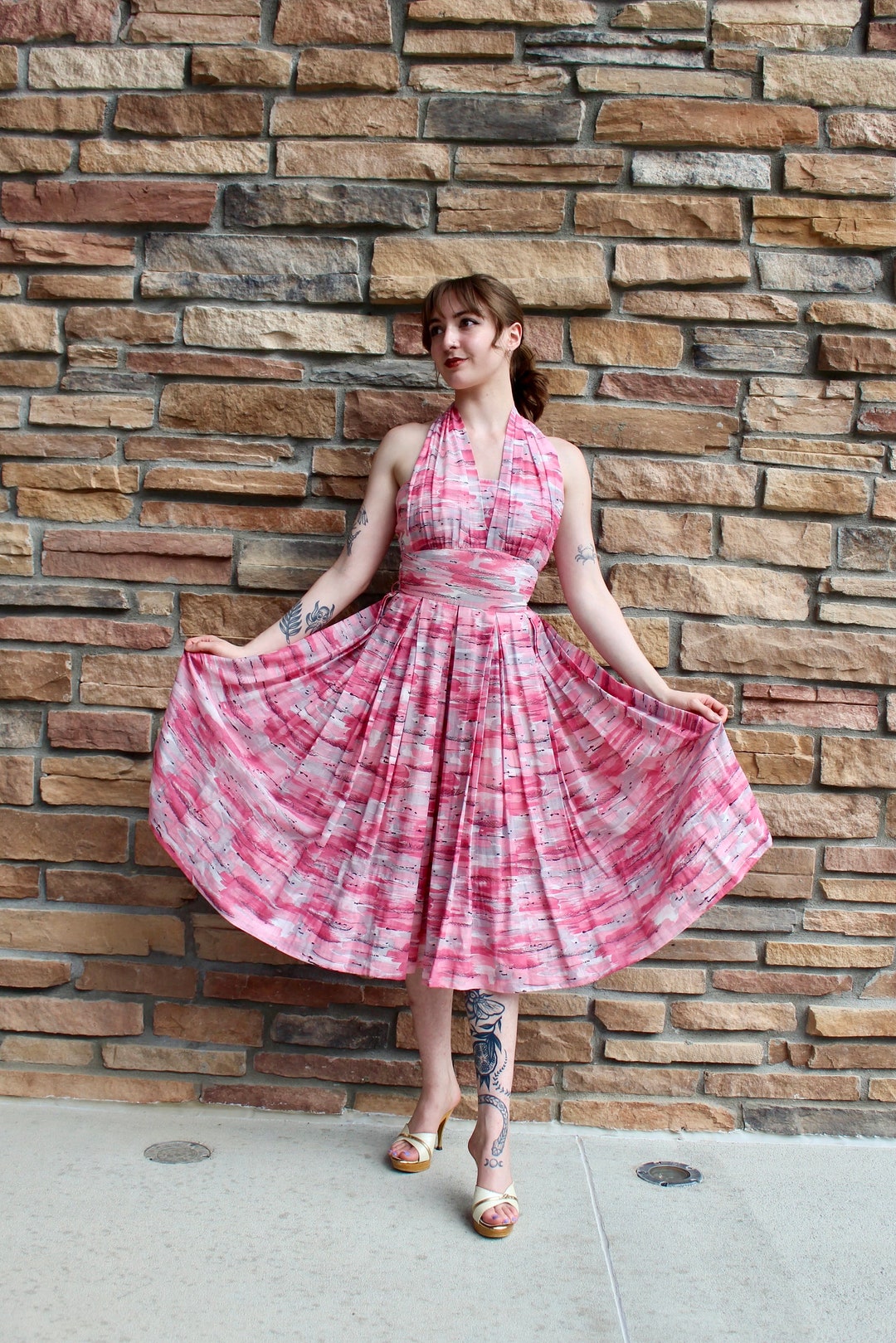 Vintage 1960s Floral Embroidery Dress by L'Aiglon | XS/S